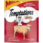 Temptations Classic, Crunchy And Soft Cat Treats, Hearty Beef Flavor, 6.3 Oz Pouch